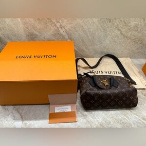 Louis Vuitton Brown Monogram Satchel with Black Accents